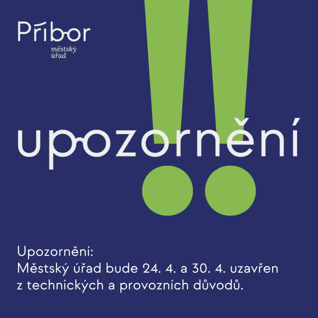 Městský úřad a odbor stavebního řádu a přestupků budou 24. 04.2026 uzavřeny z technických a provozních důvodů.
