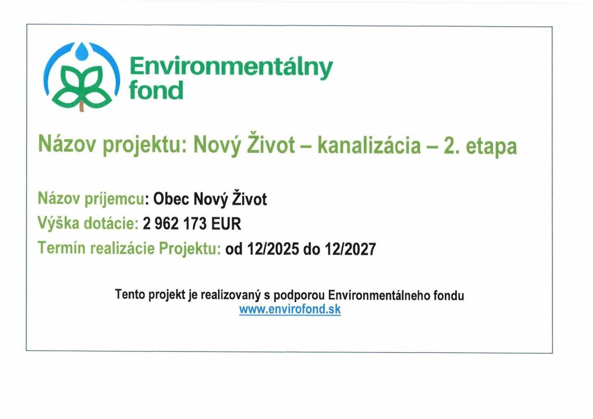 Nový Život - kanalizácia - 2. etapa