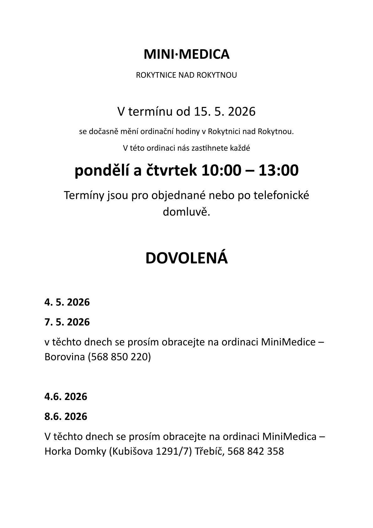 V příloze najdete termíny podpisu reg.lístků + další informace.