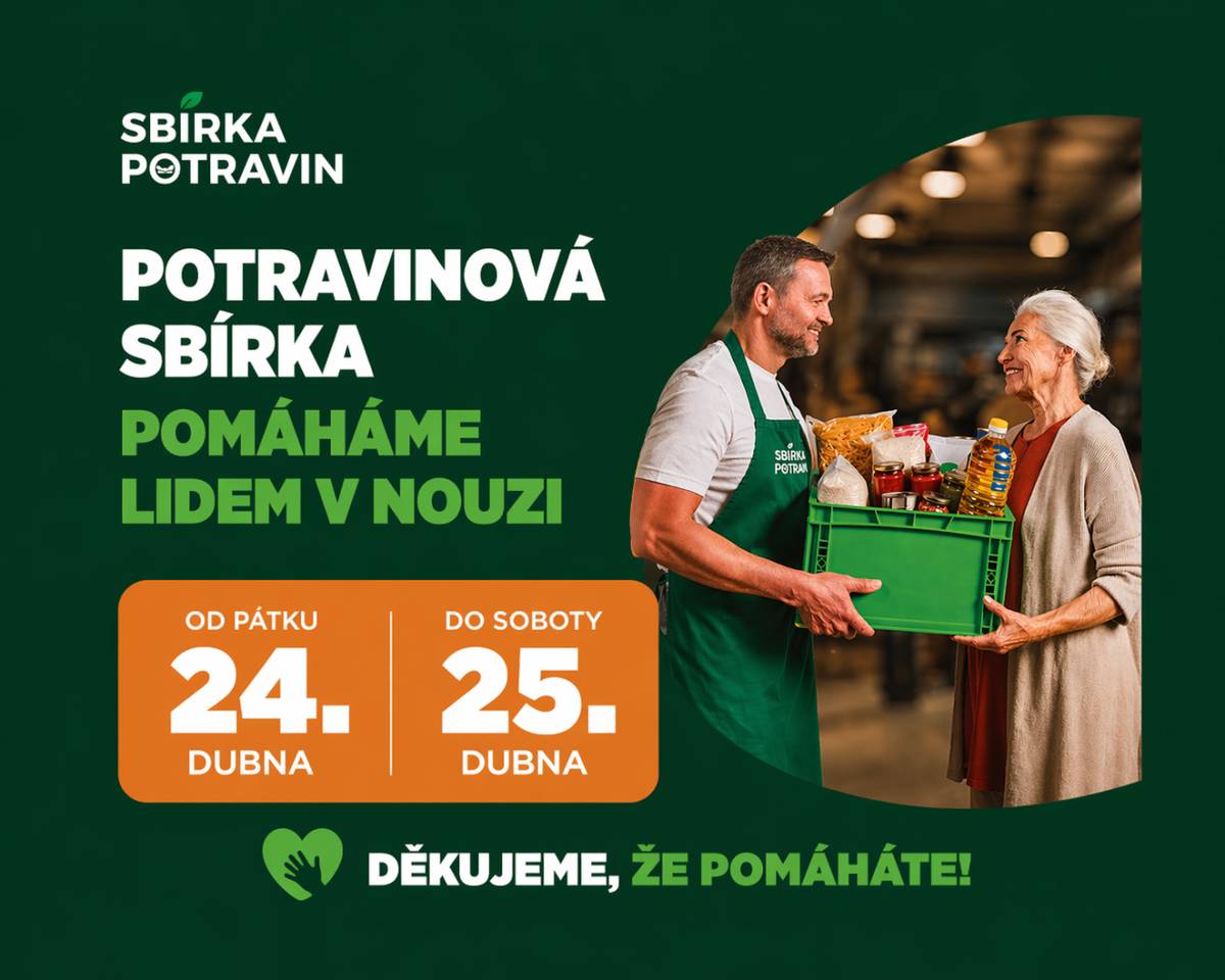 Potravinová sbírka v prodejně Hruška proběhne od pátku 24. do soboty 25. dubna.