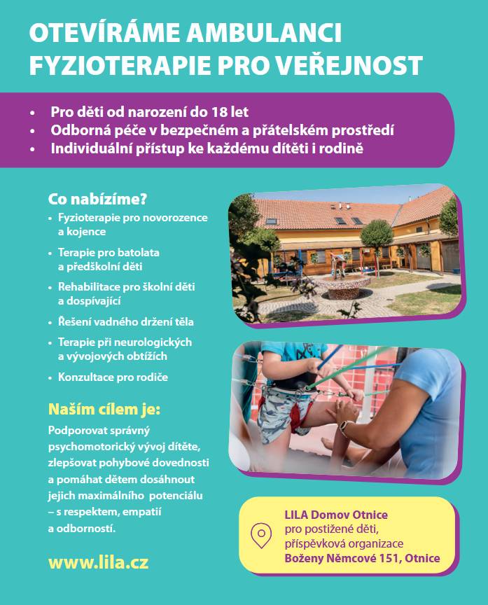 LILA Domov Otnice nově otevírá ambulanci fyzioterapie pro veřejnost.