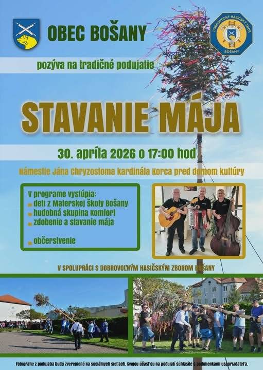 Obec Bošany pozýva občanov na tradičné podujatie STAVANIE MÁJA