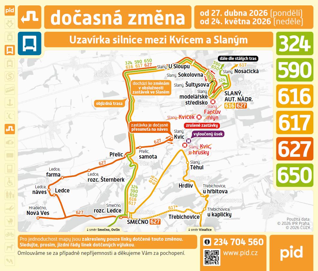 Změna trasy autobusu.