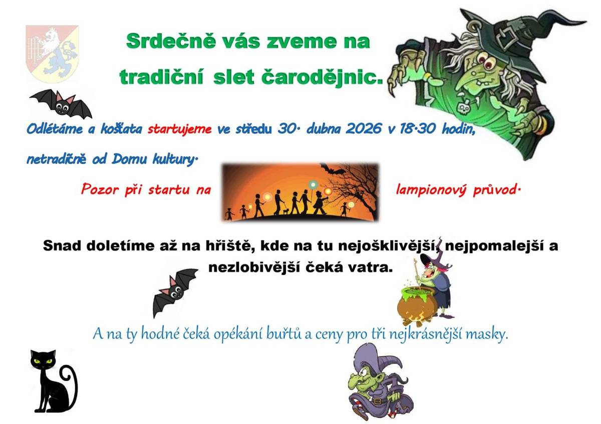 Obec Čistá zve na tradiční pálení čarodějnic.