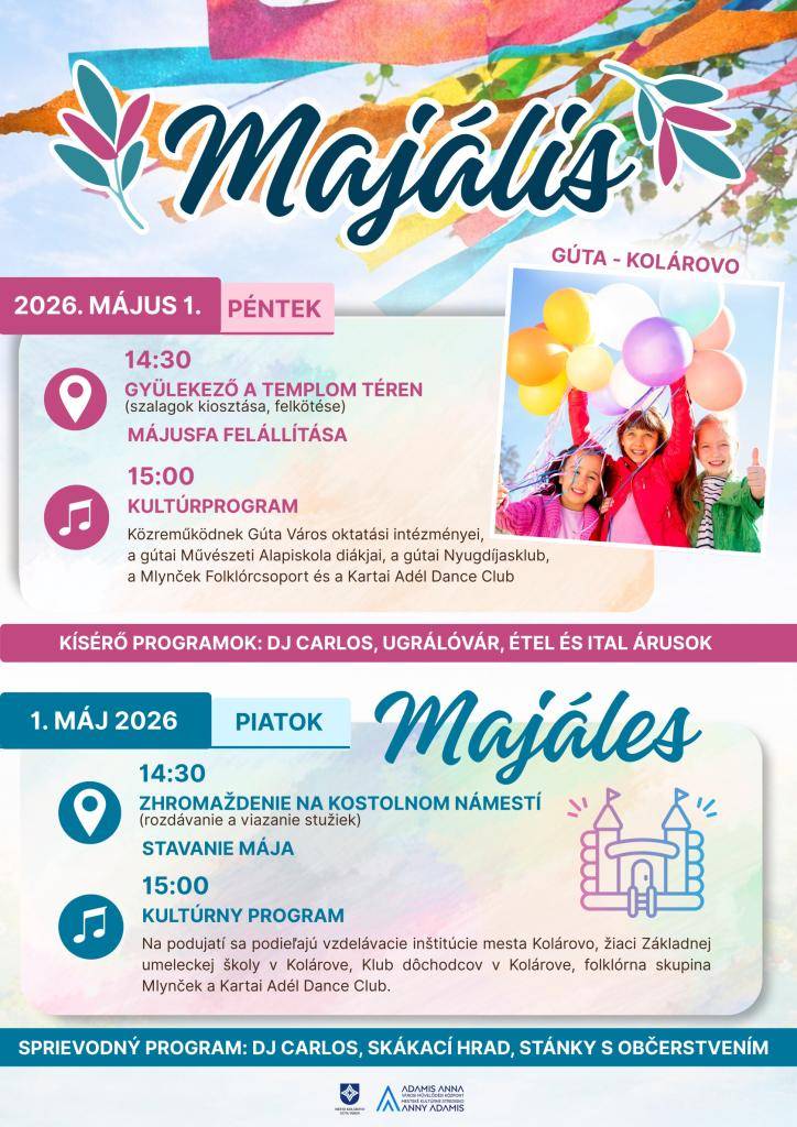 Oslávme spoločne aj tento rok 1. máj!   Pestré stužky, tanec, hudba a skvelá nálada – na to všetko sa môžete tešiť! Vezmite so sebou rodinu, priateľov a užime si spolu veselé popoludnie!