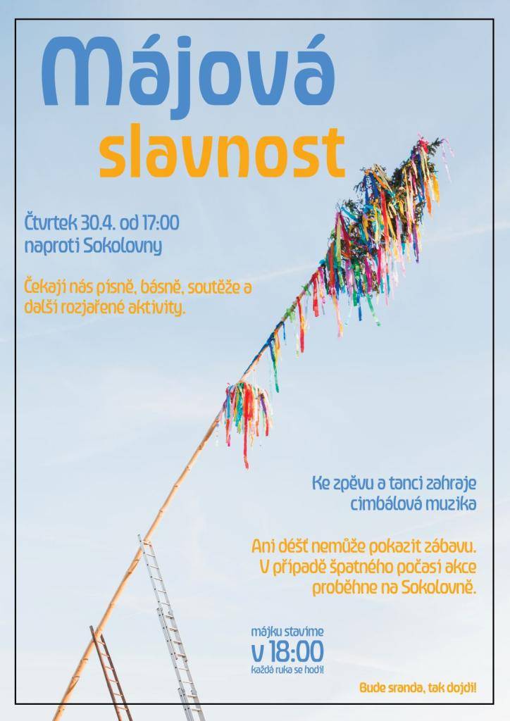 další ročník oblíbené sousedské slavnosti 30. 4. 2026 na plácku před sokolovnou