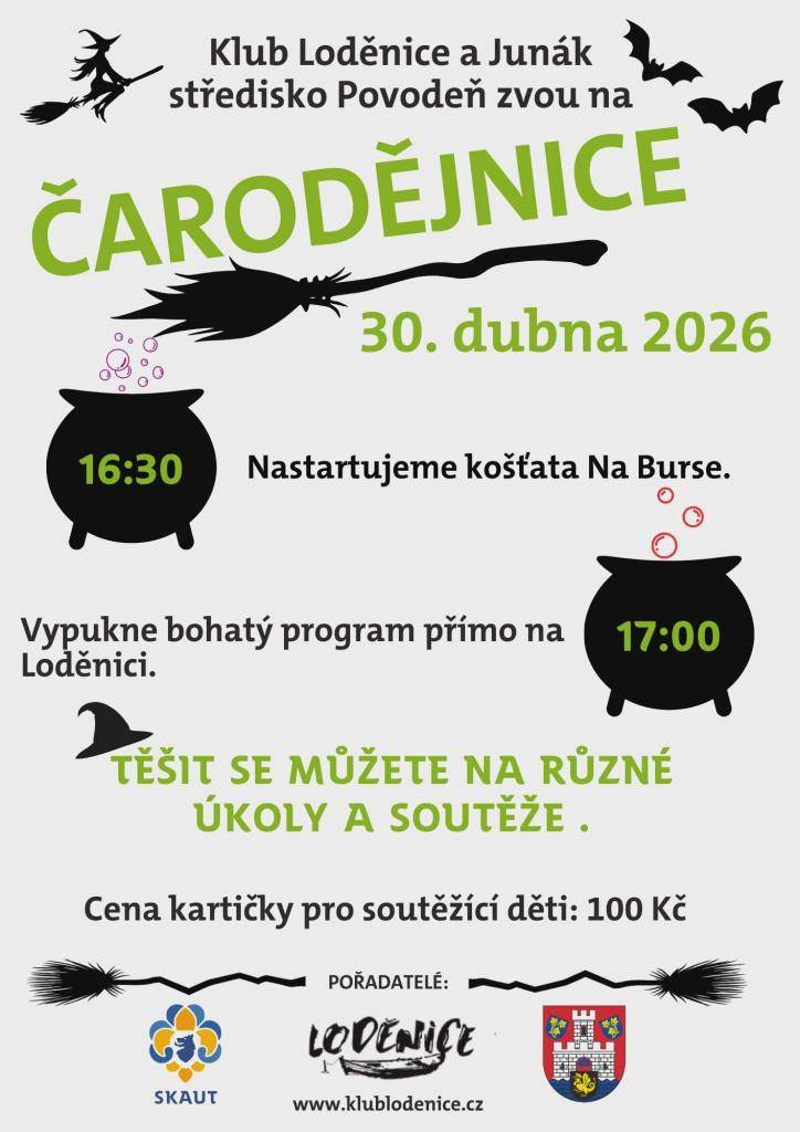 Klub Loděnice a Junák středisko povodeň zvou na Čarodějnice