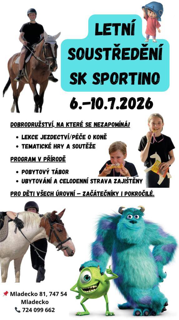 6.-10.7.2026   DOBRODRUŽSTVÍ, NA KTERÉ SE NEZAPOMÍNÁI  • LEKCE JEZDECTVÍ/PÉČE O KONĚ  • TEMATICKÉ HRY A SOUTĚŽE