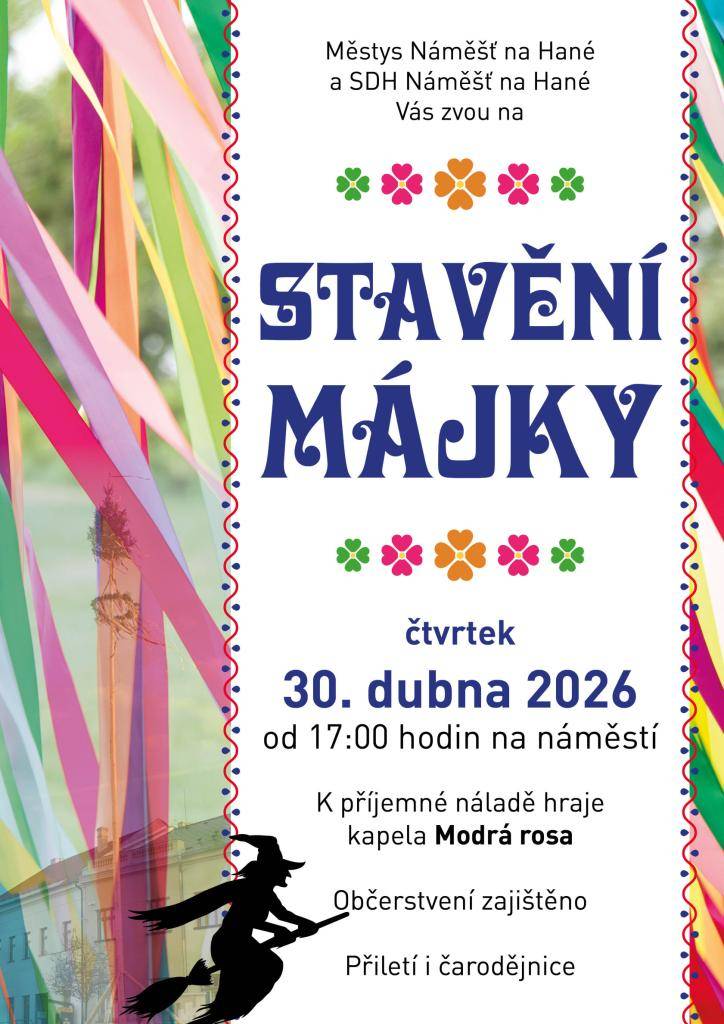 ve čtvrtek 30. dubna na náměstí v Náměšti na Hané