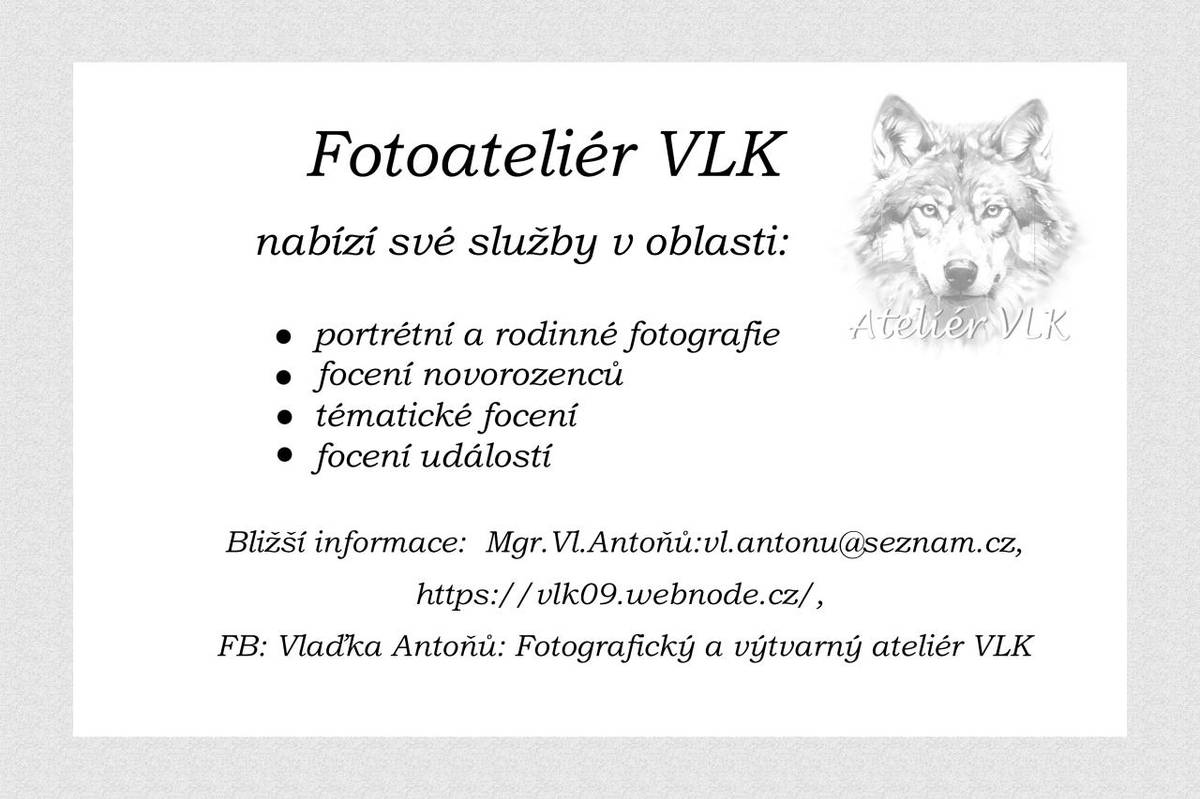 Fotoateliér VLK nabízí profesionální fotografické služby v oblasti portrétní a rodinné fotografie, focení novorozenců, tématické focení a focení událostí. Všechny služby jsou poskytovány s důrazem na kvalitu a individuální přístup k zákazníkům.