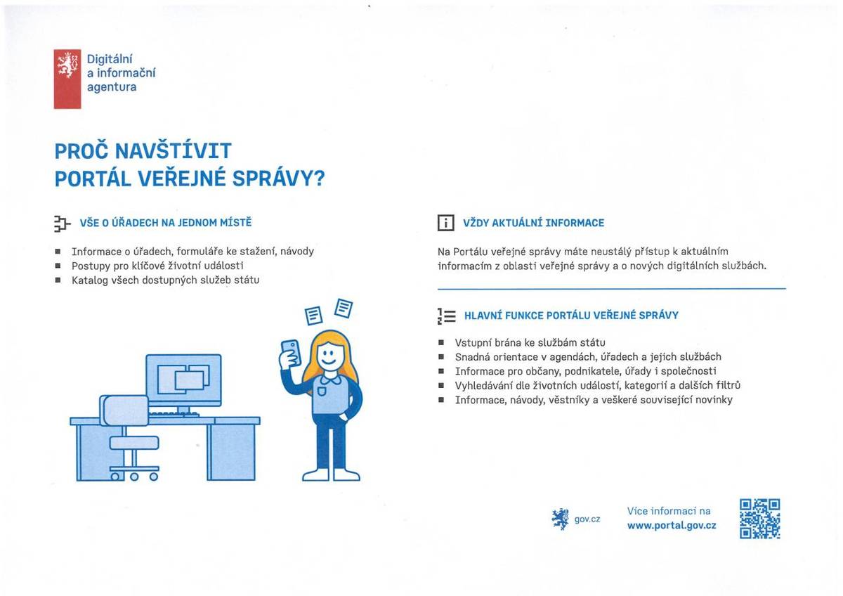 Níže najdete informační letáčky ke službám Portálu občana, Portálu veřejné správy, eDoklady, Identity občana (např. mobilního klíče eGovernmentu, bankovní identity) či Czech POINTU.