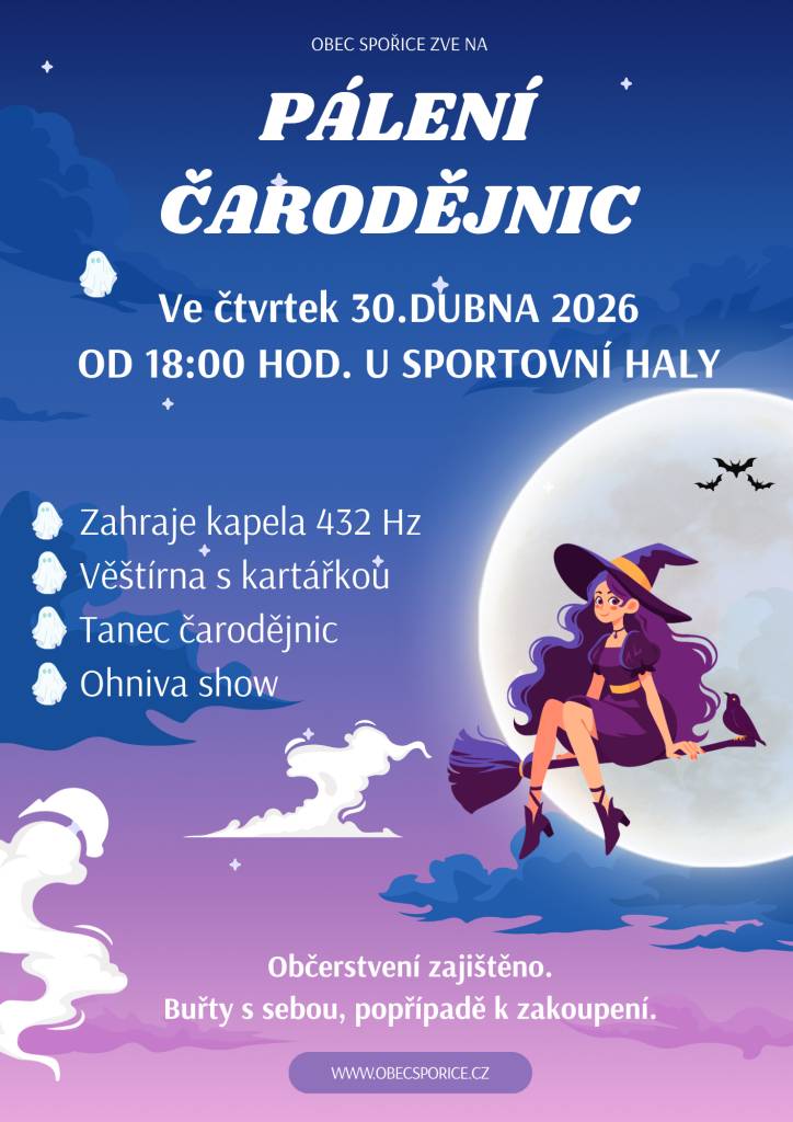Srdečně zveme na Pálení čarodějnic. Těšit se můžete na tanec čarodějnic, věštírnu s kartářkou a na ohnivou show. K poslechu zahraje kapela 432 Hz.
