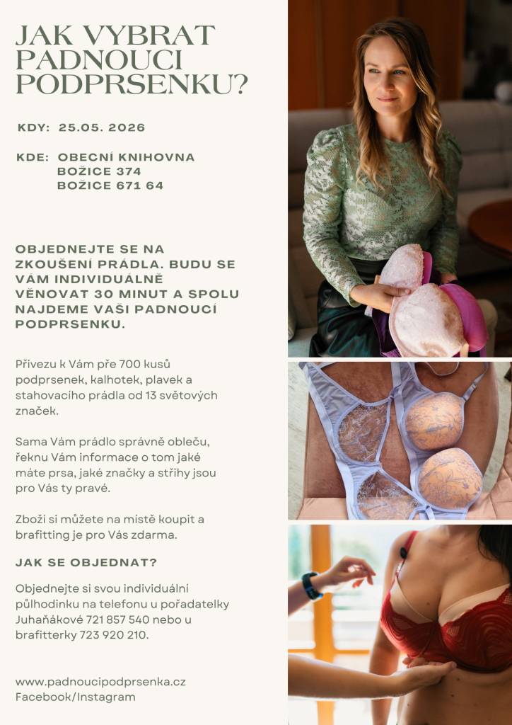 Přidejte se mezi ženy s padnoucí podprsenkou. Přijďte si nechat poradit, jaká podprsenka se hodí přímo na vaše prsa.