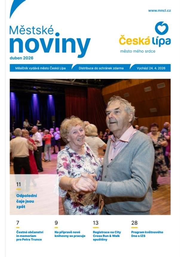 Vážení čtenáři, dubnové Městské noviny vyšly právě dnes, tedy vám tradičně zasíláme odkaz na jejich elektronickou listovací verzi.  Noviny si můžete proklikat ZDE.  Přejeme příjemné čtení.  město Česká Lípa