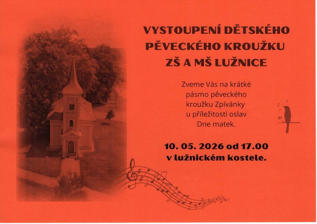 Dne 10. května 2026 od 17.00 v lužnickém kostele.
