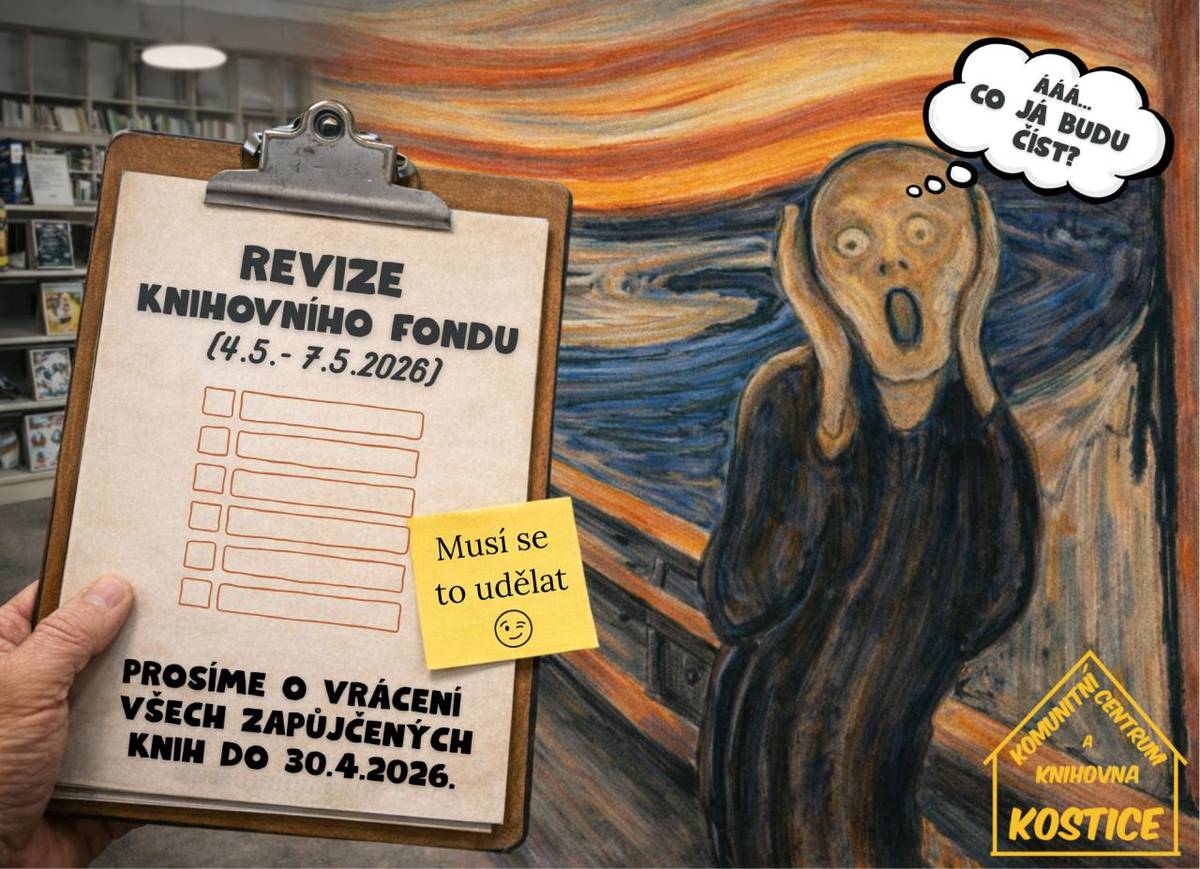 V místní knihovně bude v době od 4. - 7.5.2026 revize knihovního fondu. Žádáme občany, aby do 30.4.2026 vrátili všechny zapůjčené knihy do knihovny. Děkujeme za spolupráci.
