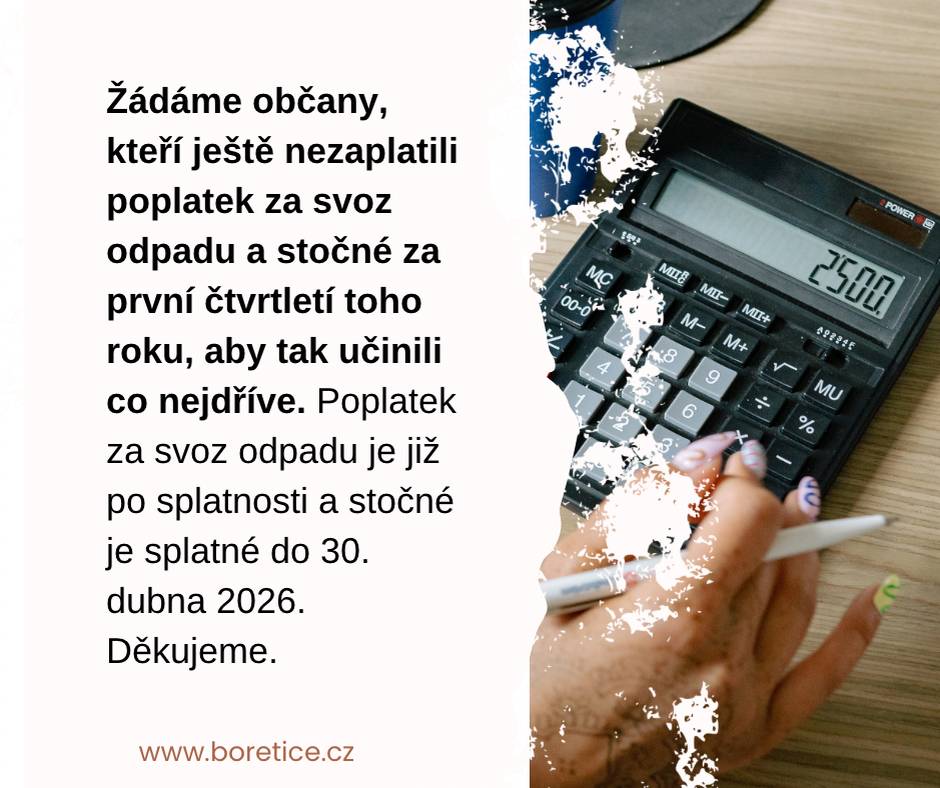 Žádáme občany, aby si zkontrolovali splatnost svých poplatků.