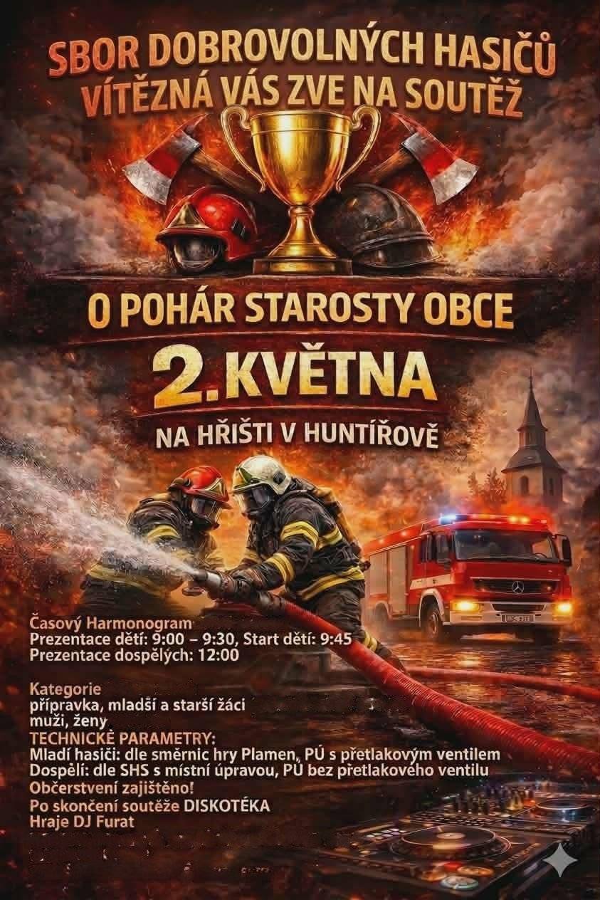 SDH Vítězná Vás zve 2.5. na soutěž O pohár starosty obce na RHC Huntířov.