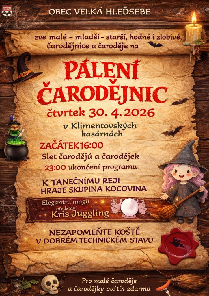 30. dubna 2026 od 16 hodin v klimentovských kasárnách.