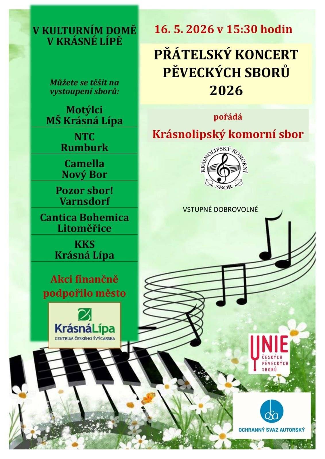 Zveme vás na letošní ročník setkání sborů v Krásné Lípě