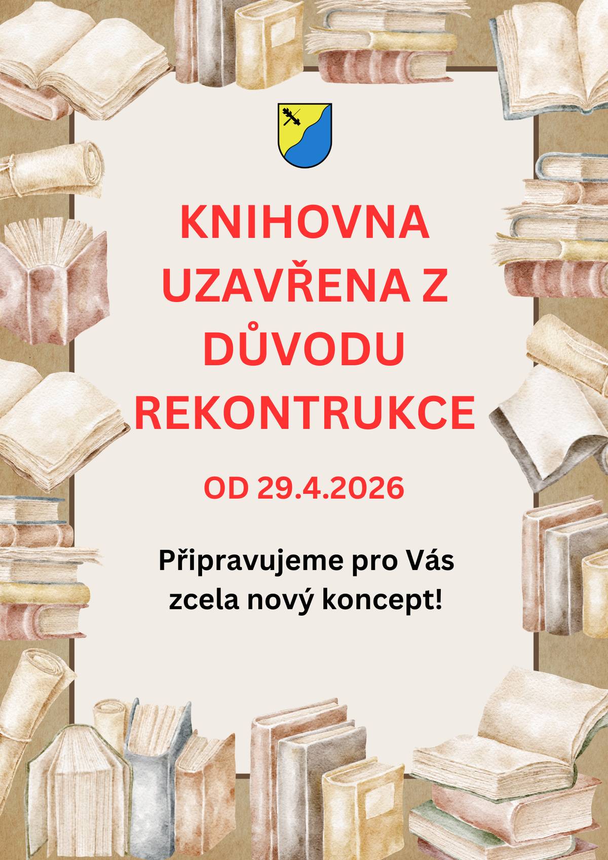Skvělá zpráva pro všechny milovníky knih! Naše obecní knihovna se brzy dočká velké proměny. Připravujeme pro vás rekonstrukci, která přinese zcela nový koncept a pojetí tohoto prostoru. Naším cílem je vytvořit místo, které bude nejen o knihách, ale také příjemným prostorem pro setkávání, inspiraci a trávení volného času pro všechny generace. Z důvodu rekonstrukce bude knihovna po určitou dobu zcela uzavřena. O termínech i průběhu vás budeme průběžně informovat. Děkujeme za pochopení a už teď se těšíme, až vám představíme novou podobu knihovny!
