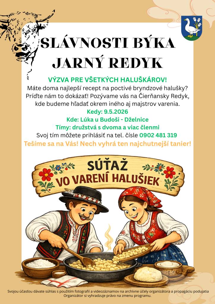 Máte doma najlepší recept na poctivé bryndzové halušky? Príďte nám to dokázať! Pozývame vás na Čierňansky Redyk (9.5.2026), kde budeme hľadať okrem iného aj majstrov varenia.