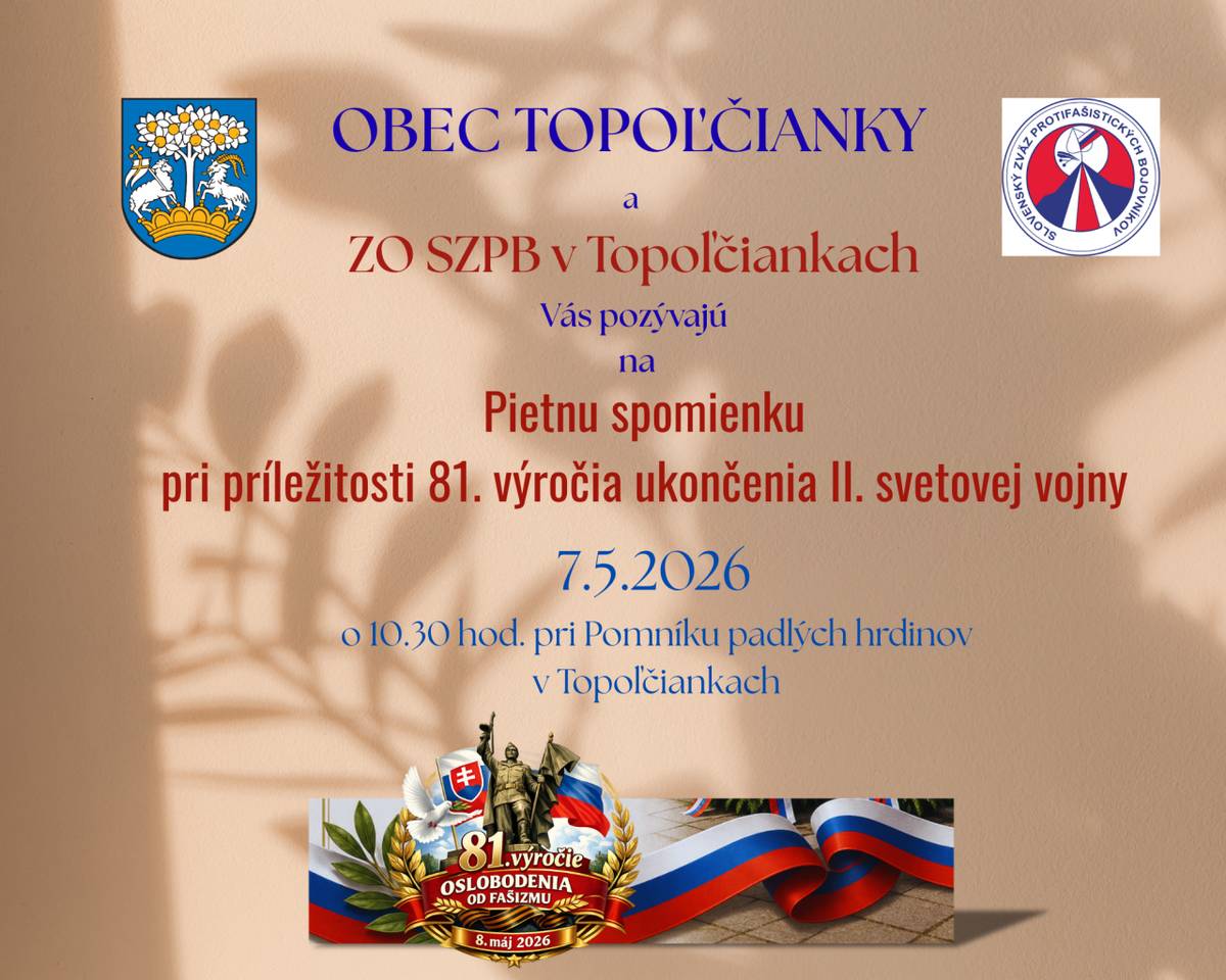 štvrtok 7. 5. 2026 o 10.30 hod. pri Pomníku padlých
