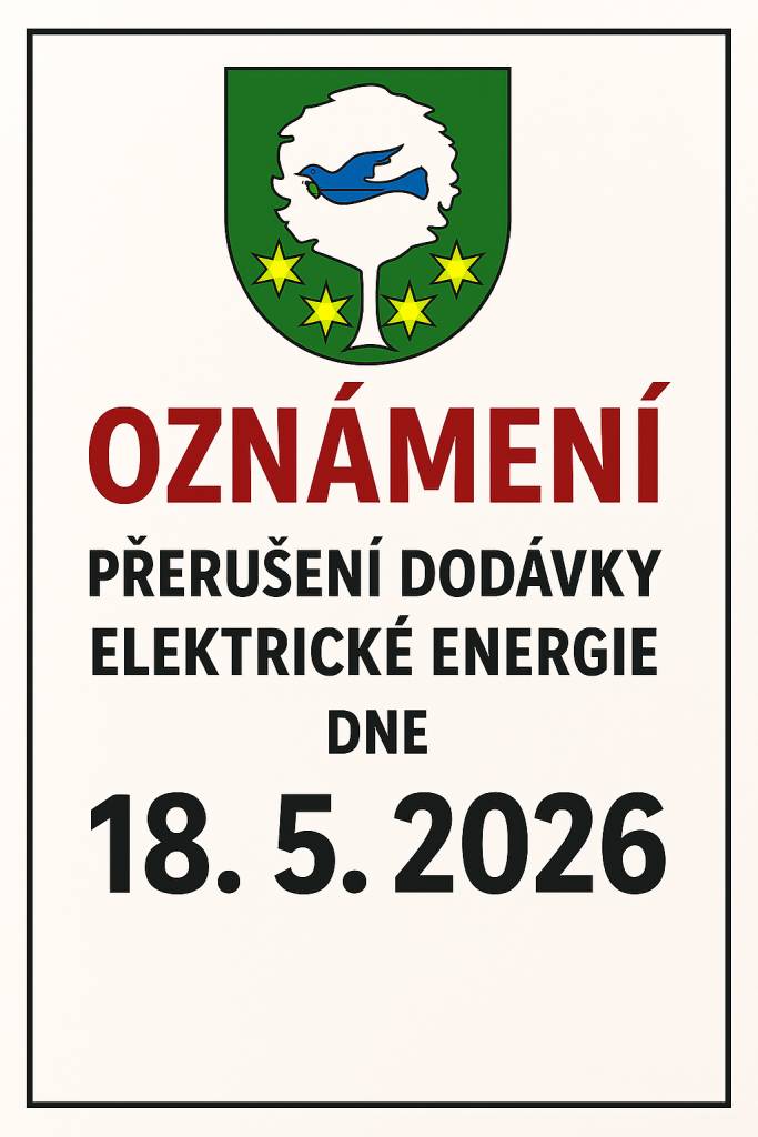 Vzhledem k plánovaným pracím na zařízení distribuční soustavy bude 18.května 2026 od 12:00 do 14:00 hod. přerušena dodávka elektrické energie v oblasti Rajhradice č.e. 64 - Ormarovský hájek.