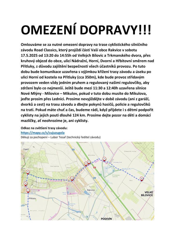 Cyklistický silniční závod 17.5.2026