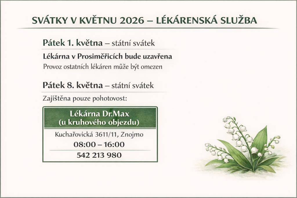 1.5. a 8.5.2026 zavřeno