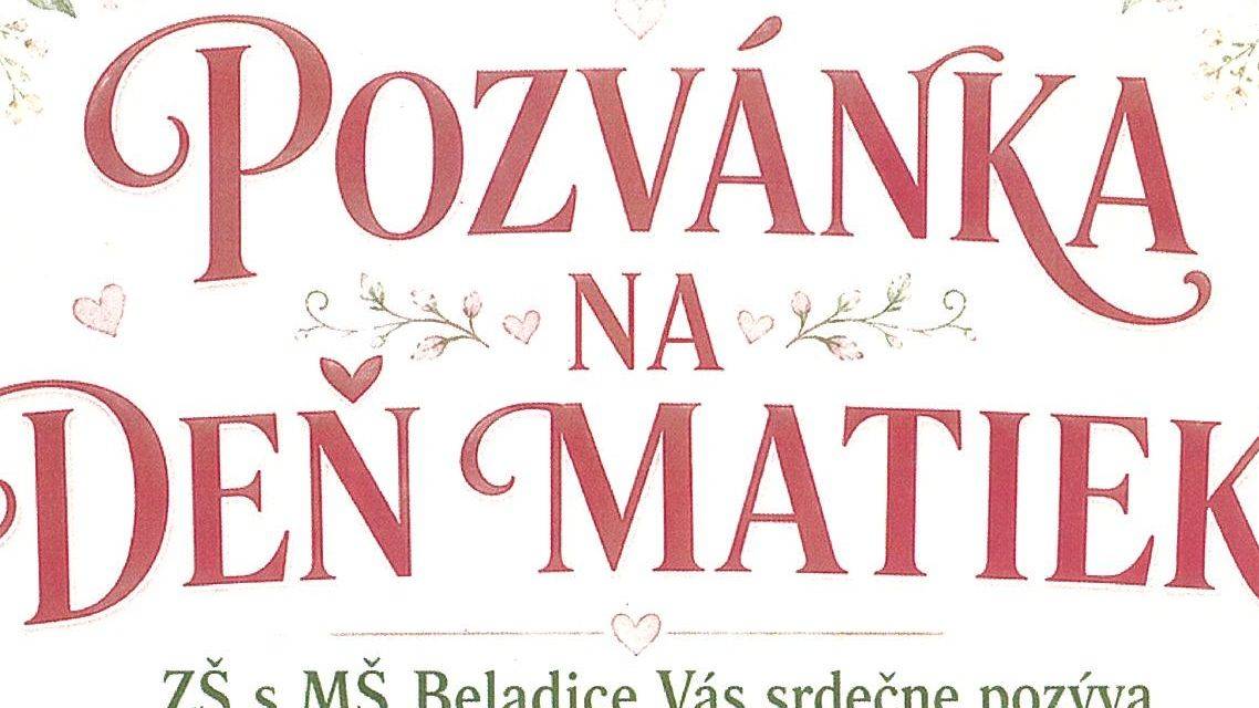 POZVÁNKA NA DEŇ MATIEK