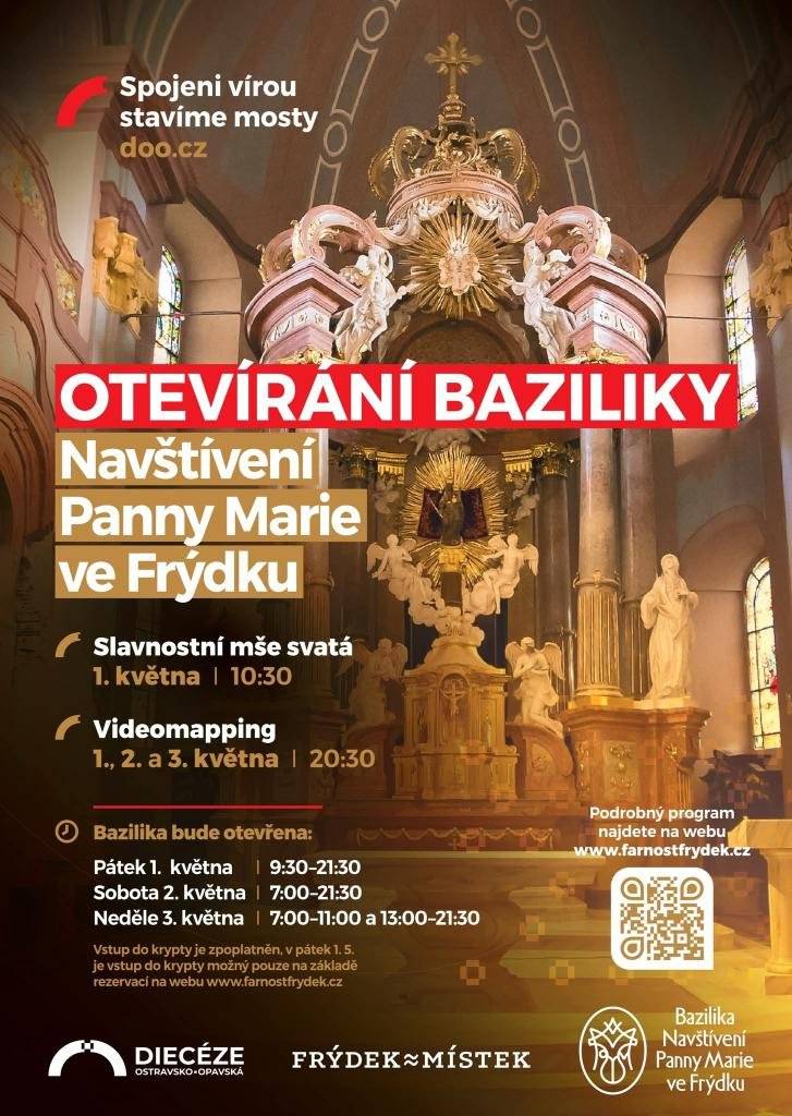Znovuotevření baziliky Navštívení Panny Marie po dvouleté rekonstrukci, velkolepé uvedení do provozu nového kulturního a komunitního centra Nová Osmička, Prvomájová jízda veteránů, promenádní koncert v Sadech Bedřicha Smetany a zahájení sezóny vyhlídkové Svatojánské věže, které doprovodí vystoupení instrumentálního česko-polského kvarteta. To vše nabídne letošní 1. máj ve Frýdku-Místku. Více se dozvíte na webu města: NABITÝ PRVNÍ MÁJ: LETOS BUDE ZŘEJMĚ NEJPESTŘEJŠÍ V HISTORII FRÝDKU-MÍSTKU | Frýdek-Místek