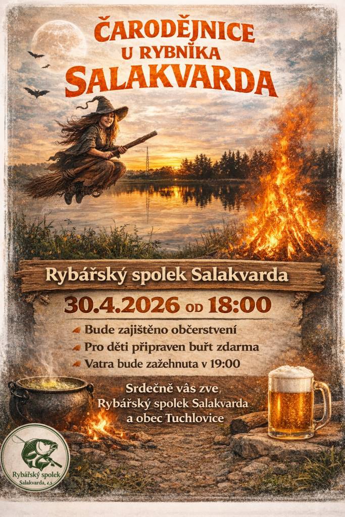Přijďte si zařádit a posedět u rybníku Salakvarda. Akce začíná v 18:00, vatra bude zapálena v 19:00.