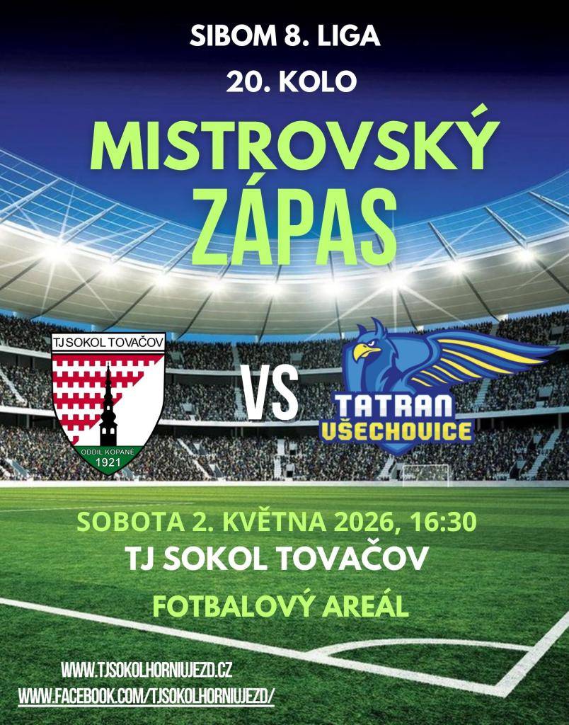 TJ Sokol Tovačov vs. Tatran Všechovice B   v sobotu 2. května v 16:30
