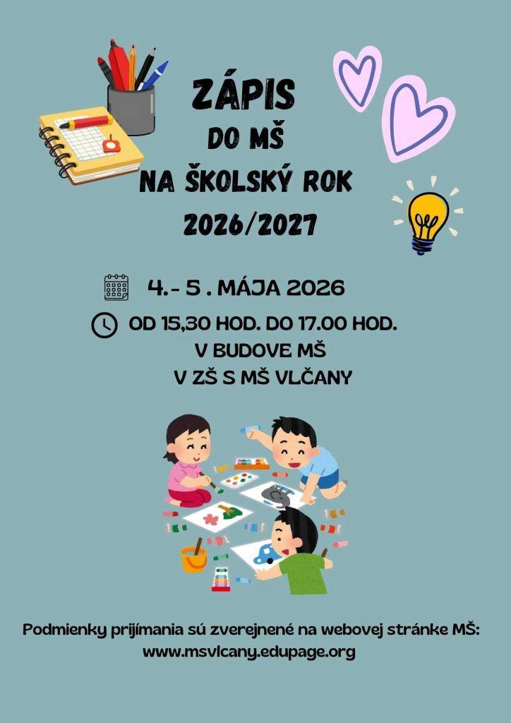 Zápis do MŠ na šk. rok 2026/2027