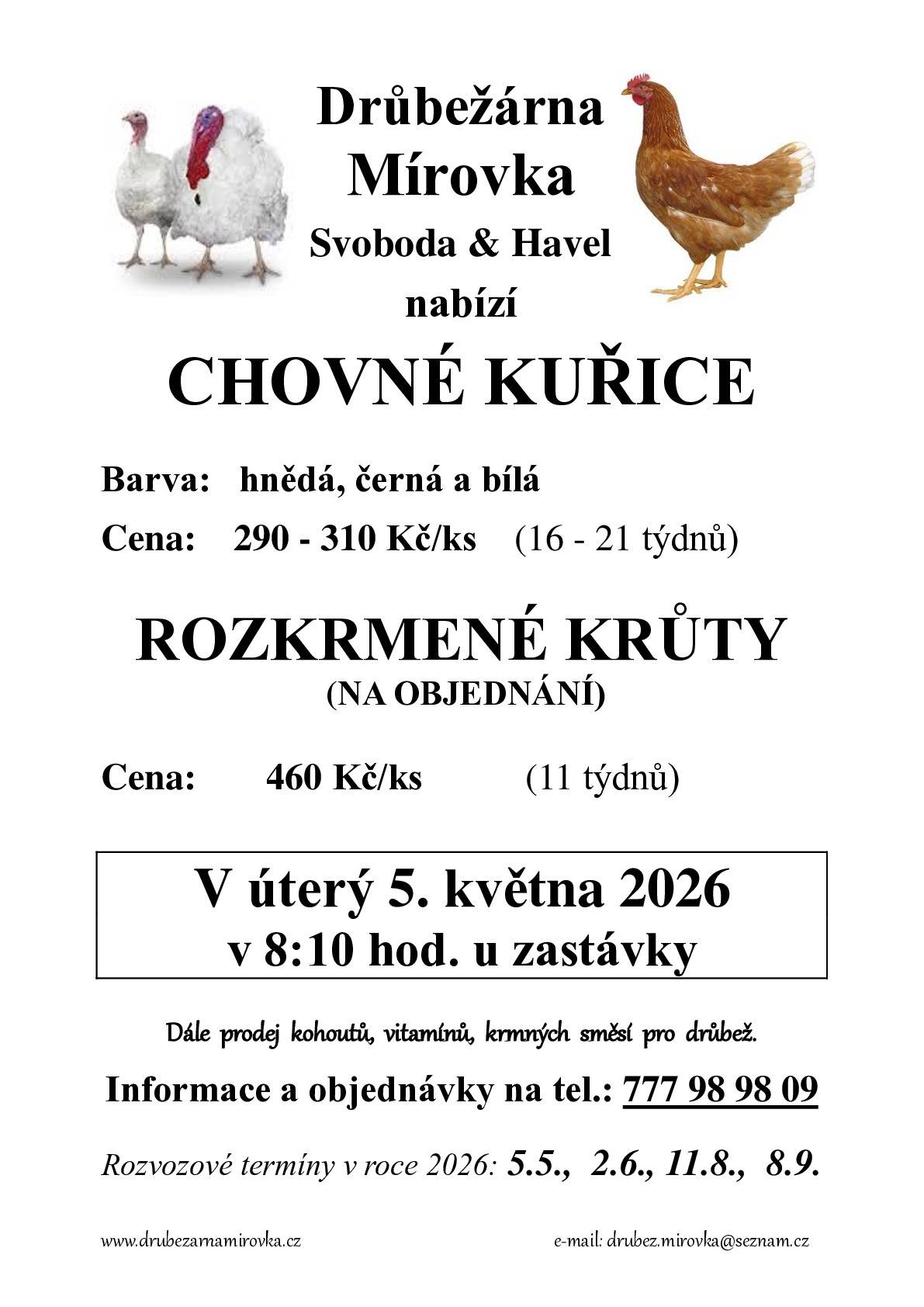 Dobrý den, níže informace
