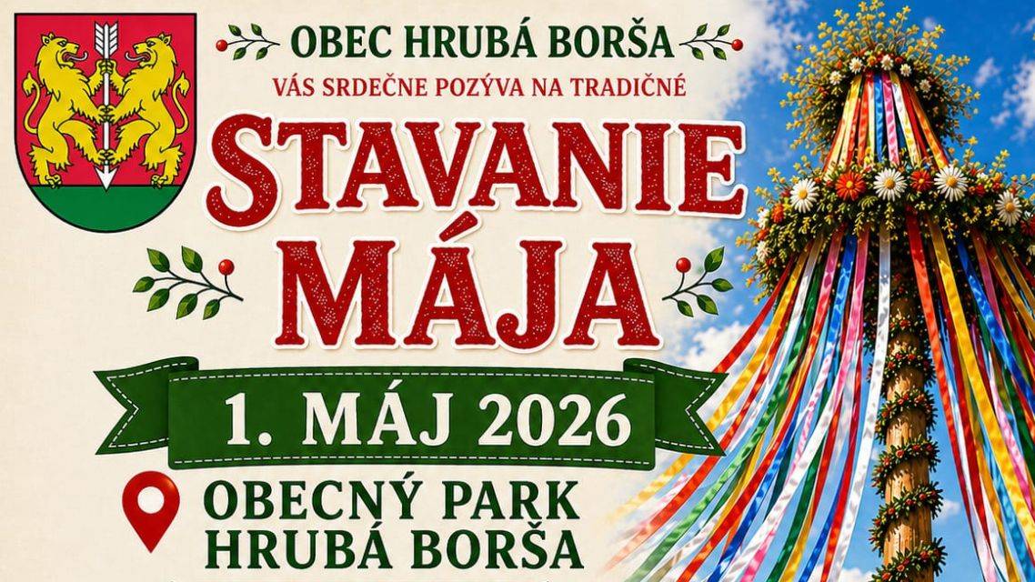 V piatok 01.05.2026 v obecnom parku v Hrubej Borši
