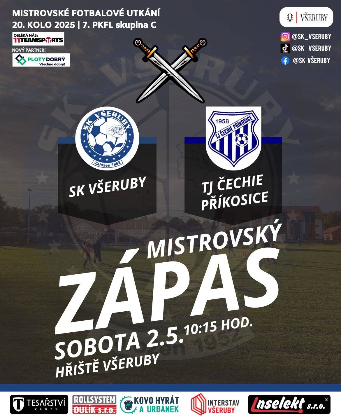 Tohle bude boj! 🔥 V sobotu 2. 5. v 10:15 hod vyzveme v domácím areálu Příkosice. Tabulkově jsme na tom podobně, oba týmy hrají o přežití v soutěži, a tak se dá čekat fotbalová válka. My do toho dáme srdce a jdeme si pro vítězství! 🔴⚪️ Vezměte barvy, hlasivky a doražte nás hnát za body! 📢