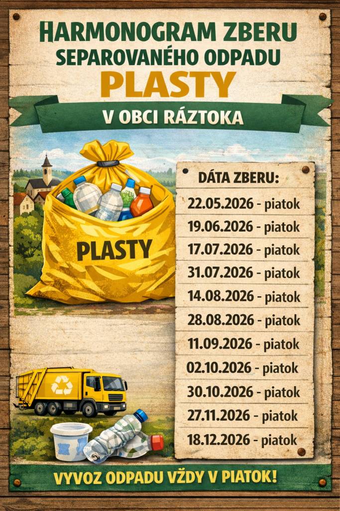 Oznamujeme Vám zavedenie vrecového zberu separovaného odpadu - plasty v obci Ráztoka