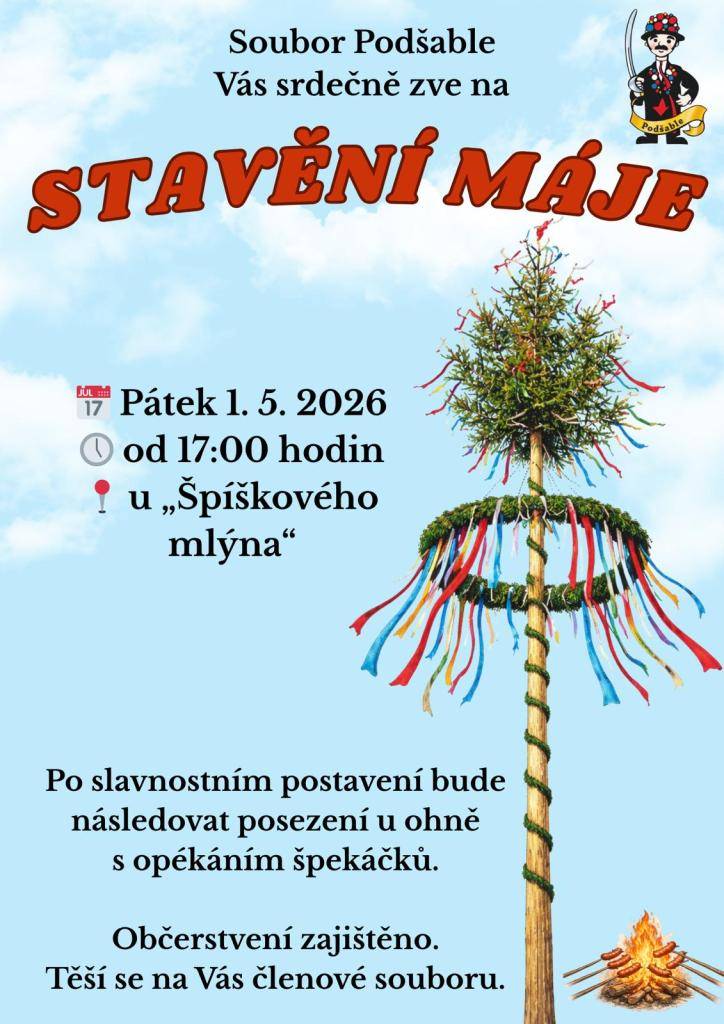 pátek 1.5. 2026 od 17:00 hod. u Špíškového mlýna
