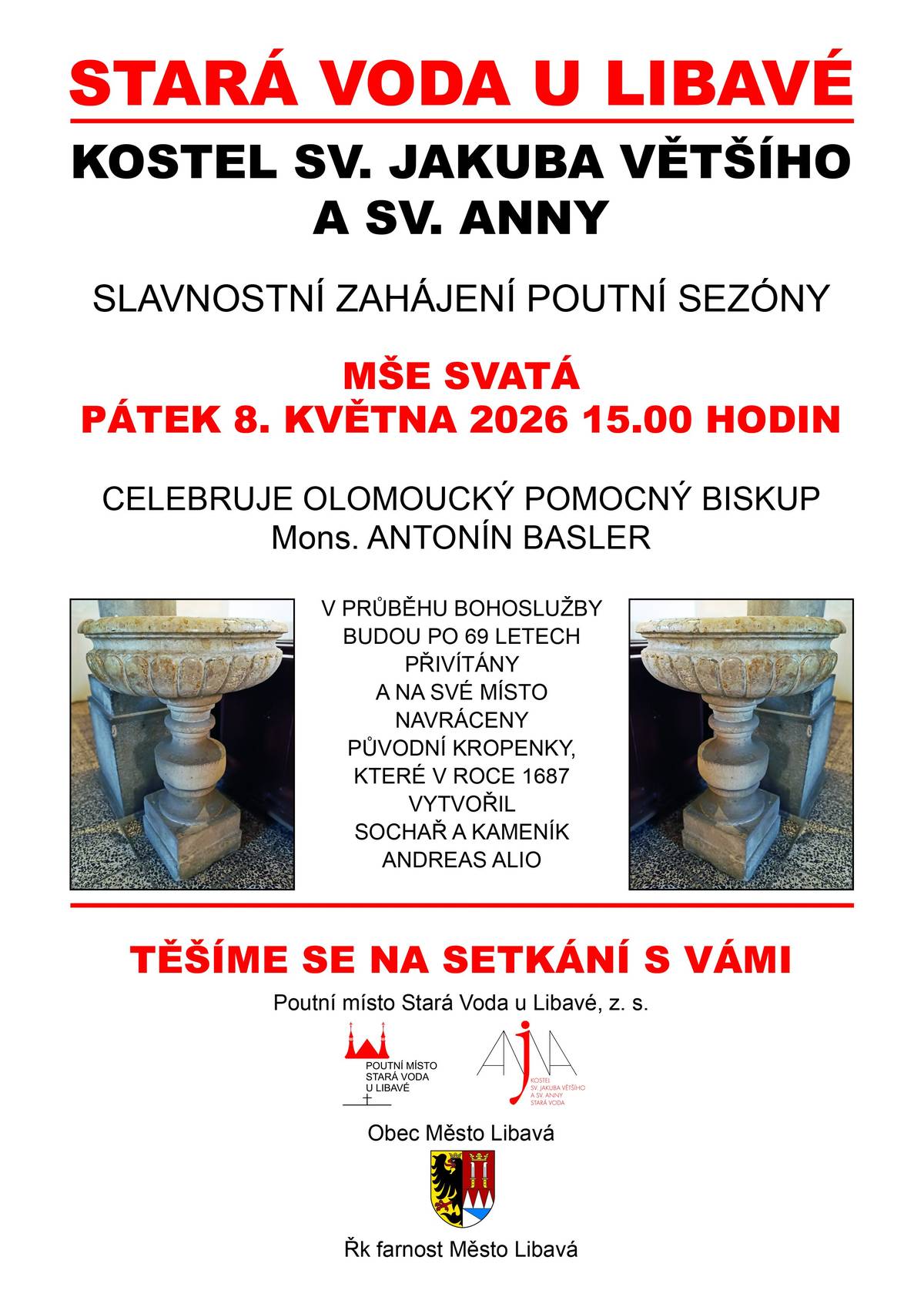 ⛪v pátek 8. května v 15 hodin v kostele sv. Jakuba Většího a sv. Anny ve Staré Vodě u Libavé