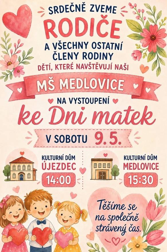 V sobotu 9. 5. 2026 od 15:30 na kulturním domě.