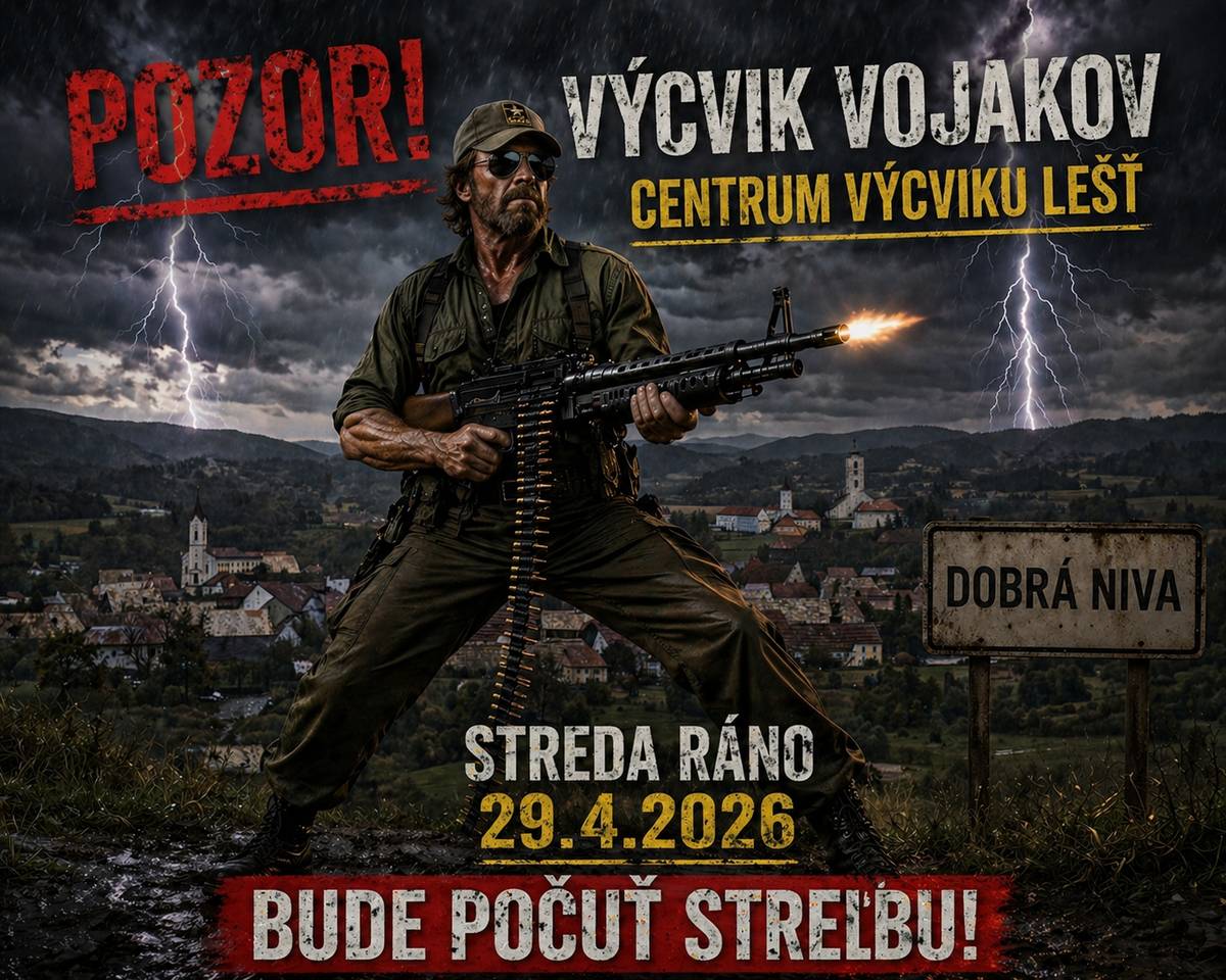 Upozorňujeme občanov, že v stredu 29. 4. 2026 v ranných hodinách bude v katastri našej obce prebiehať výcvik vojakov organizovaný Centrom výcviku Lešť. Počas výcviku bude použitá aj cvičná munícia, preto vás prosíme, aby ste nepodliehali panike a zbytočne netelefonovali na políciu alebo záchranné zložky, nakoľko ide len o výcvik vojakov. Netreba sa obávať, výcvik sa uskutoční mimo obývaných častí obce. Ďakujeme za pochopenie.