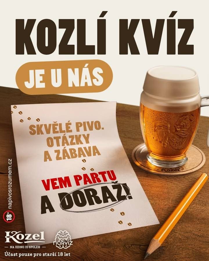 Hledáš zábavu na večer? Kozlí kvíz každou středu od 19:00 zaručuje skvělou zábavu! Hraje se ve Šlapanovské hospůdce, tak vezmi kámoše, vytvoř tým a přijď si zahrát o super ceny. Všichni jsou vítáni.  Rezervuj si stůl hned zde:  https://www.nakviz.cz/podnik/slapanovska-hospudka/  Tak ahooooj Nakvízu!