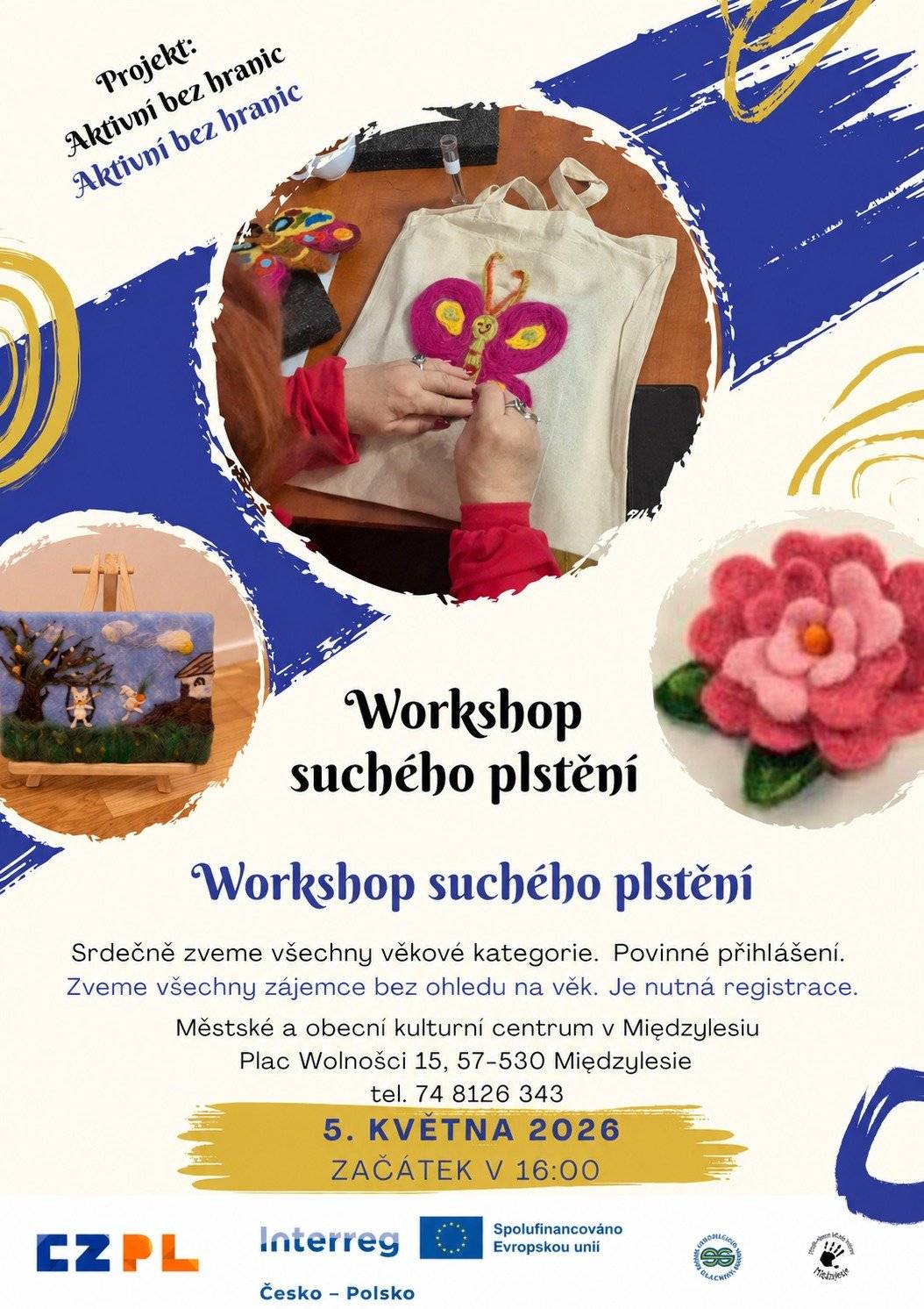 Workshopy se konají v Polsku (Międzylesie) a jsou určeny pro všechny věkové kategorie: ▪️ 5. května 2026 od 16:00 – Workshop suchého plstění ▪️  26. května 2026 od 16:00 – Kurzy šití na šicím stroji Jedná se o akce v měsíci květnu, tak si nenechte ujít příležitost zapojit se! 🚌 Dopravu pro zájemce zajistíme. Přihlášky a více informací: Bc. Iveta Nováková, mob. 604 567 840, e-mail: novakova@cervenavoda.cz. Těšíme se na společné tvoření! Zdroj: Facebook obce Č. Voda