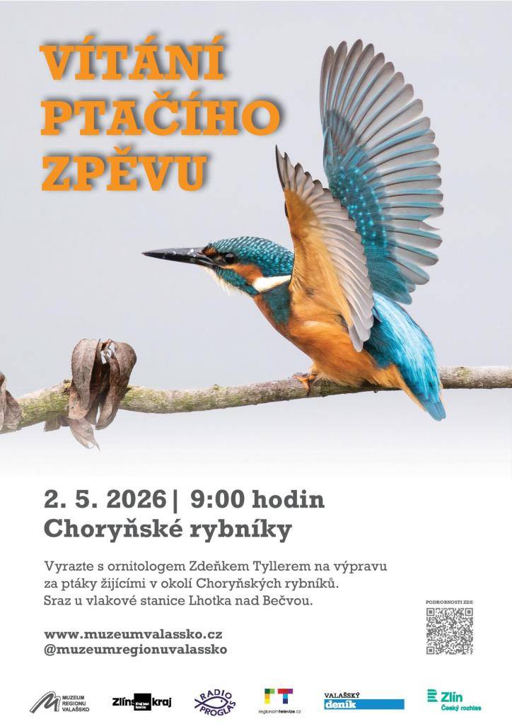Na tradiční jarní výpravu do světa ptáků v okolí Choryňských rybníků pozve tradiční komentovaná vycházka s ornitologem Muzea regionu Valašsko Zdeňkem Tyllerem. Akce proběhne v sobotu 2. května, sraz je v 9:00 hodin na tradičním místě u vlakového nádraží ve Lhotce nad Bečvou.
