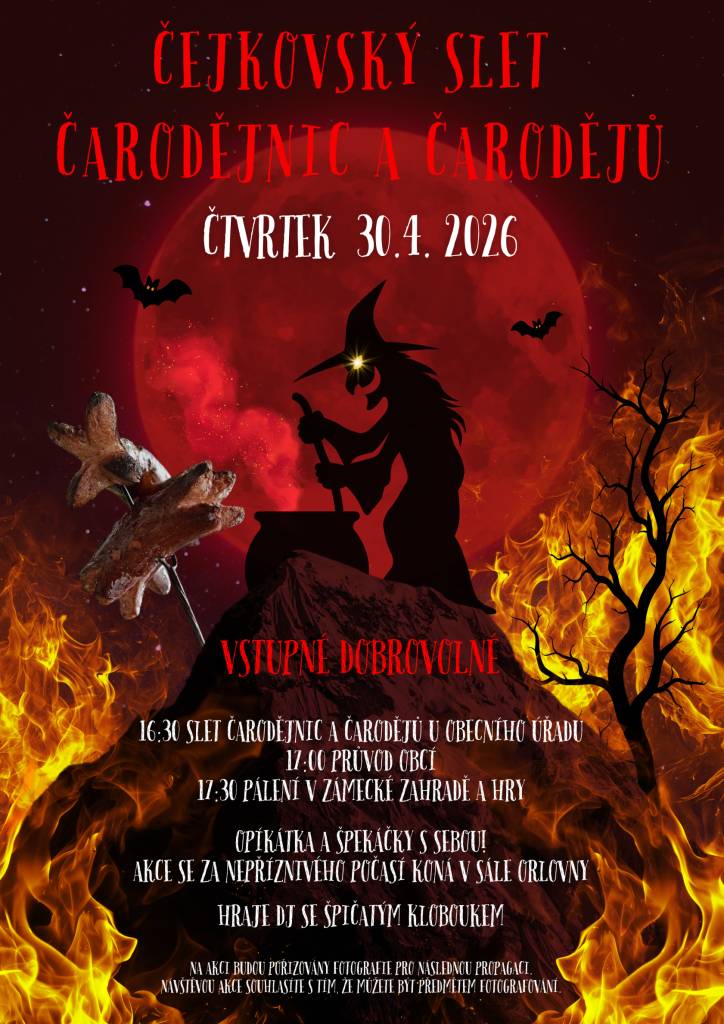 Kdy: ČTVRTEK 30.4.2026 od 16:30  Kde: u obecního úřadu