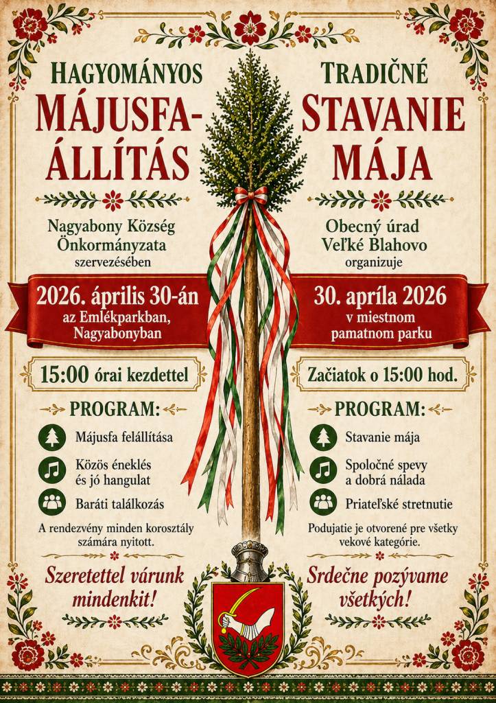 stavanie mája 30.04.2026 o 15:00 v pamätnom parku.
