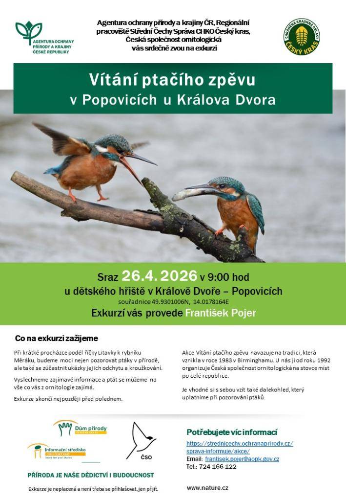 Pozvání - Vítání ptačího zpěvu v Popovicích u Králova Dvora