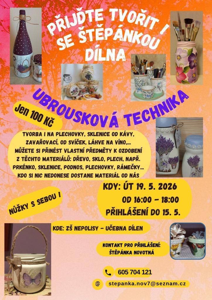 Přijďte tvořit ubrouskovou technikou